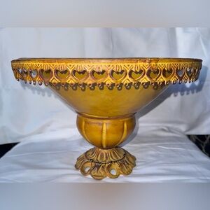 Vintage Moroccan Metal 1950s Pedastal Bowl Stemmed Foot